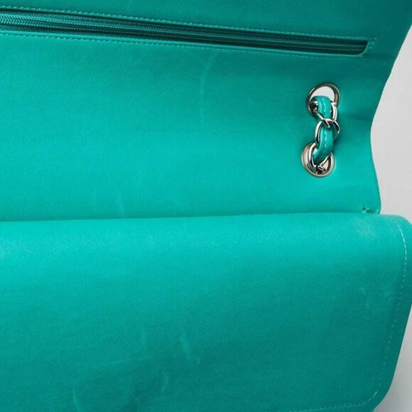 Chanel Green Quilted Lambskin Leather Classic Jumbo Double Flap Bag - Picture 12 of 12